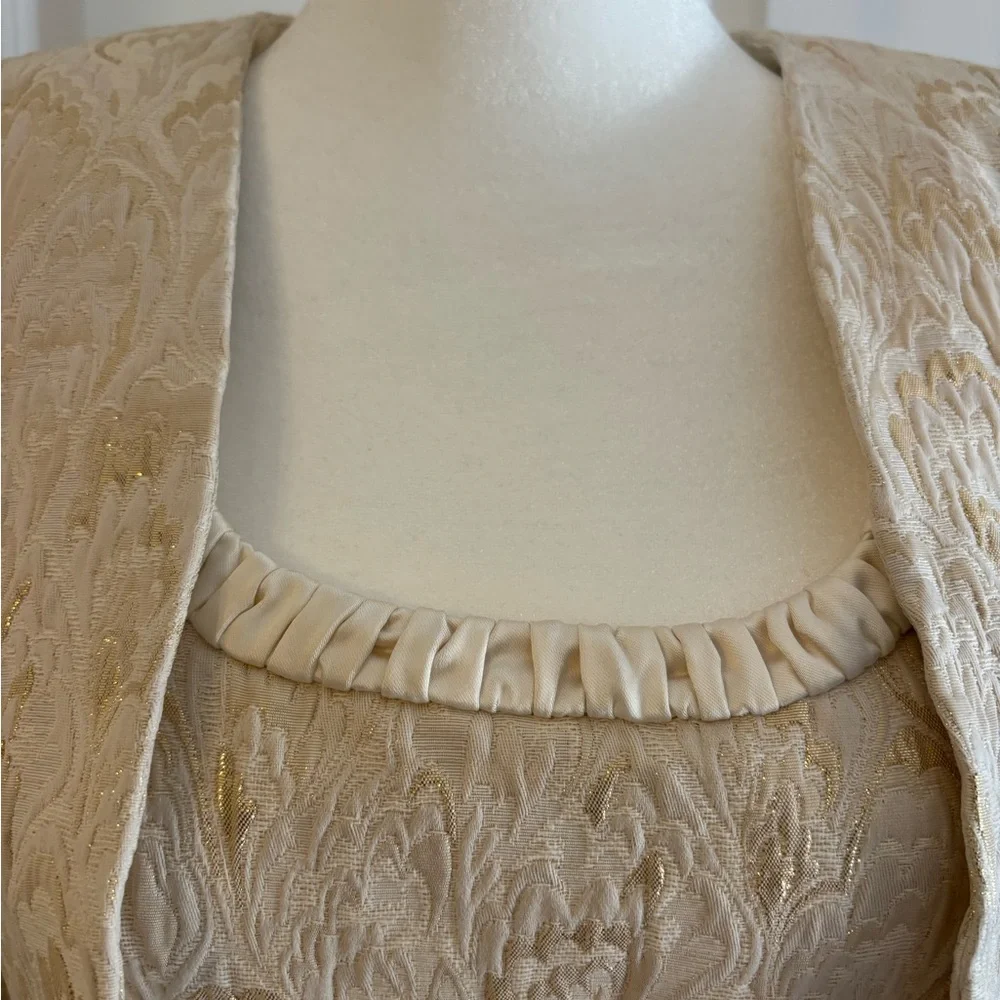 Tahari Cream Jacquard Dress & Bolero Jacket Wedding Guest Mother of Bride Sz 2 - Picture 11 of 16
